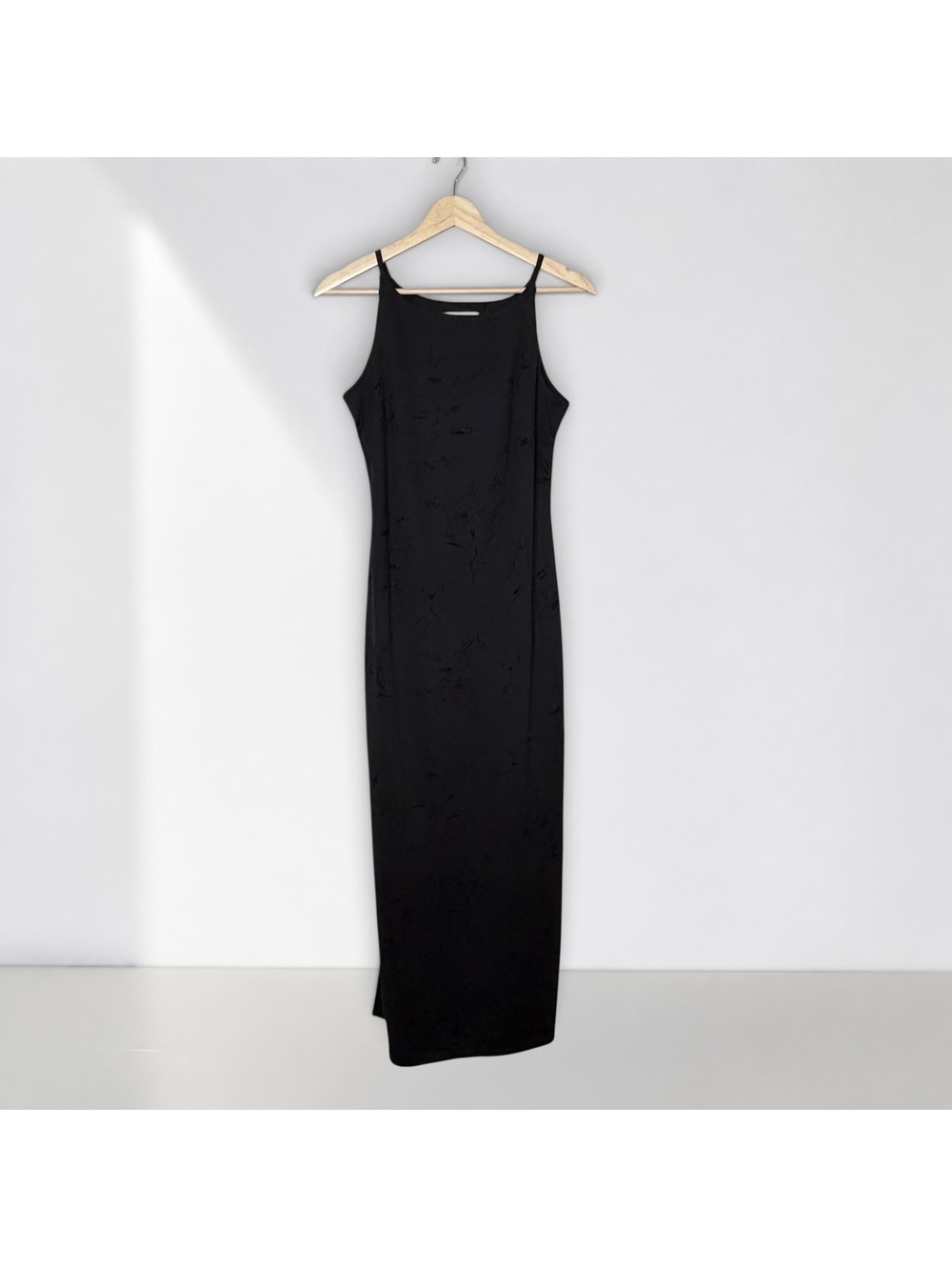 Y2K Black Floral Slip Maxi Dress Minimalist Romantic Goth Whimsigoth